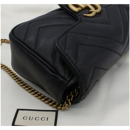 GUCCI GG Marmont Super Mini Leather Crossbody Bag Black 476433