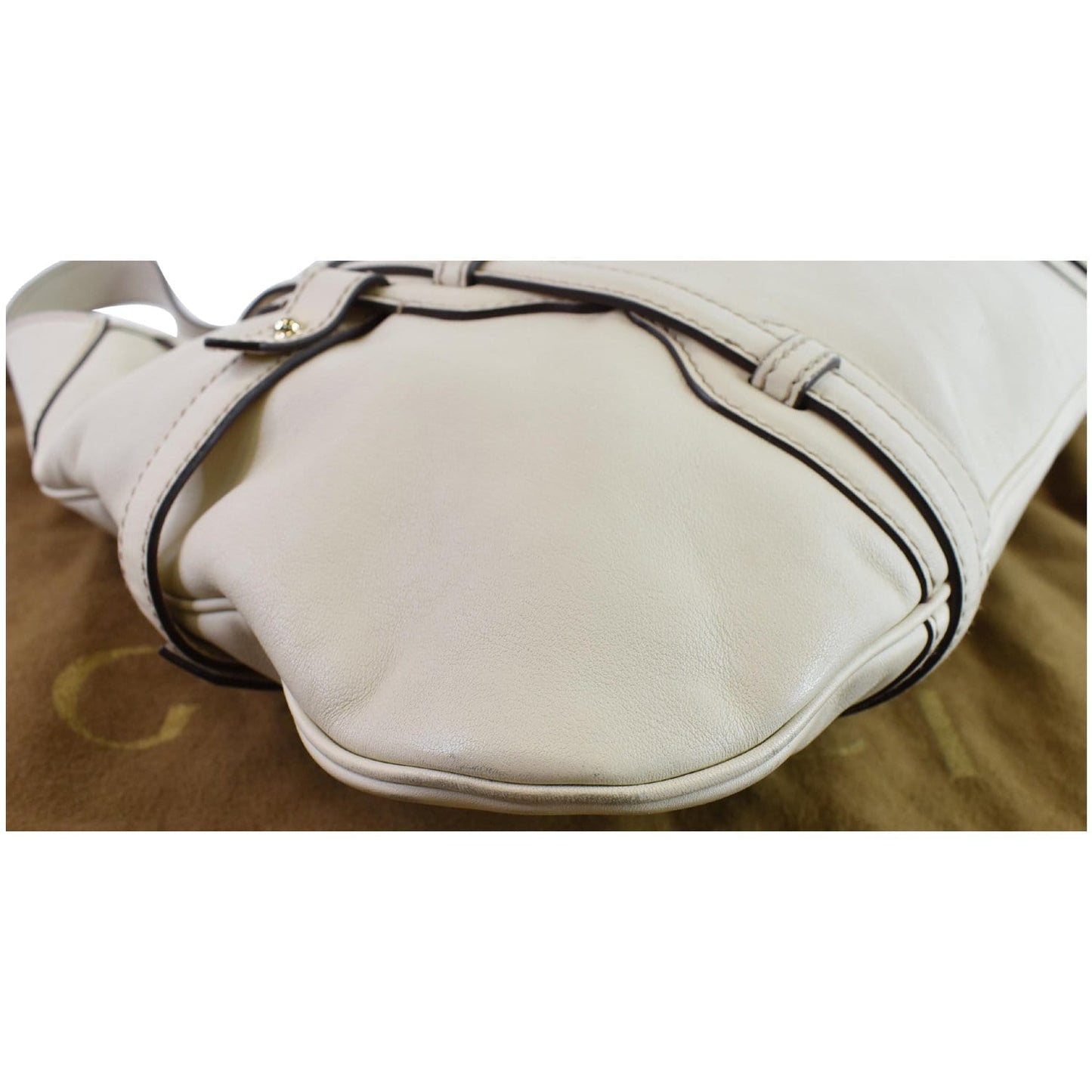 GUCCI 85th Anniversary Horsebit Leather Hobo Bag White 163804