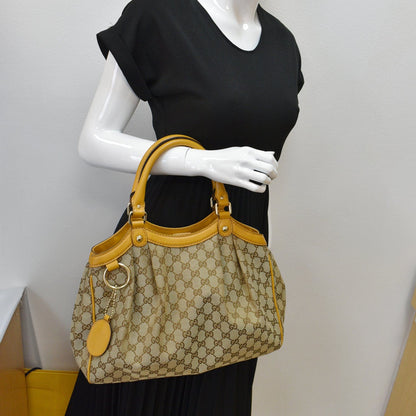 GUCCI Sukey Medium GG Canvas Tote Bag Beige 211944