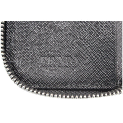 PRADA Saffiano Leather Key Case Holder Black - Final Sale