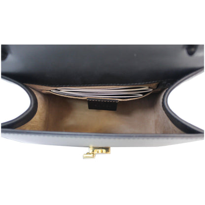 GUCCI Sylvie Mini Leather Crossbody Bag Black 470270