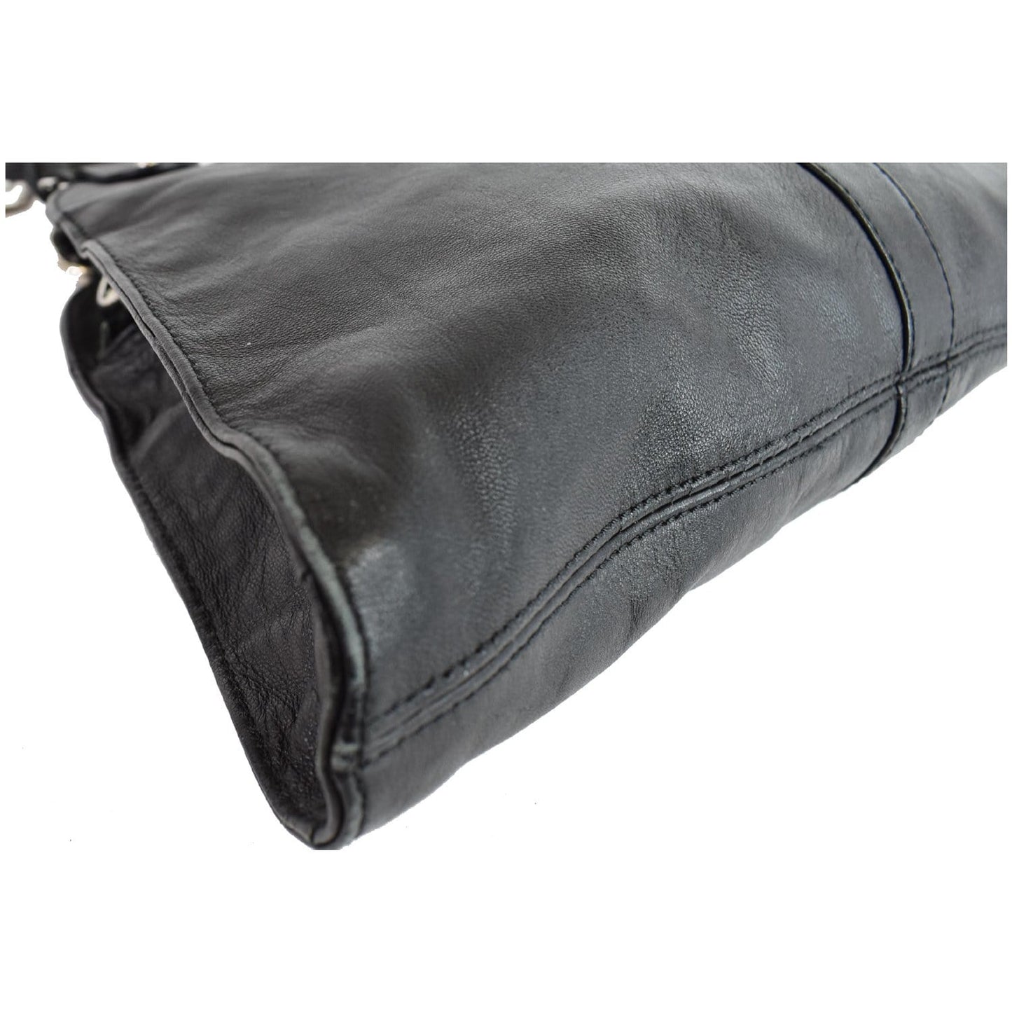 FENDI Devil Trapezio Top Handle Calfskin Tote Shoulder Bag Black