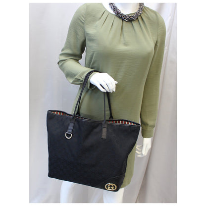 GUCCI Britt Large GG Canvas Black Tote Bag