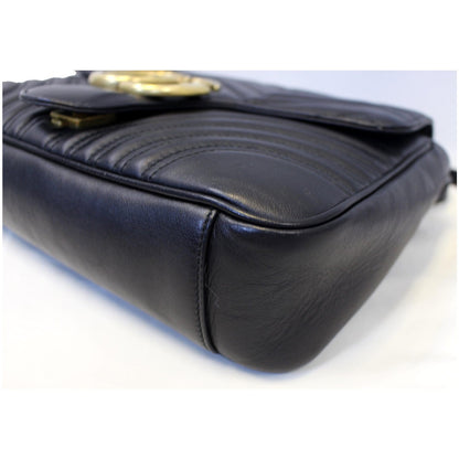 GUCCI GG Marmont Matelasse Leather Shoulder Bag Black 443496