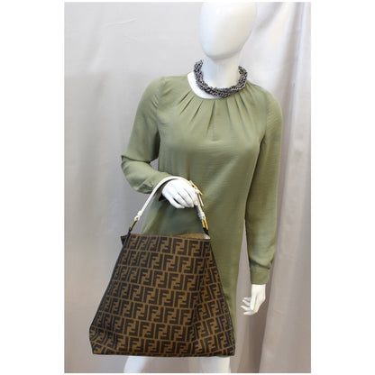 FENDI Zucca Canvas Large Hobo Bag Tobacco