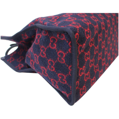 GUCCI GG Wool Tote Shoulder Bag Blue/Red 598169