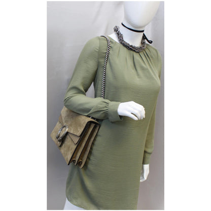 GUCCI Medium Dionysus Suede Leather Shoulder Bag Taupe 403348 - 20% OFF