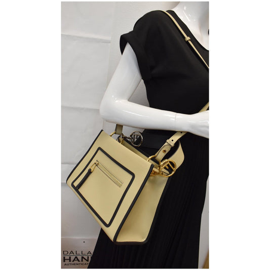 FENDI Runaway Medium Leather Tote Bag Beige