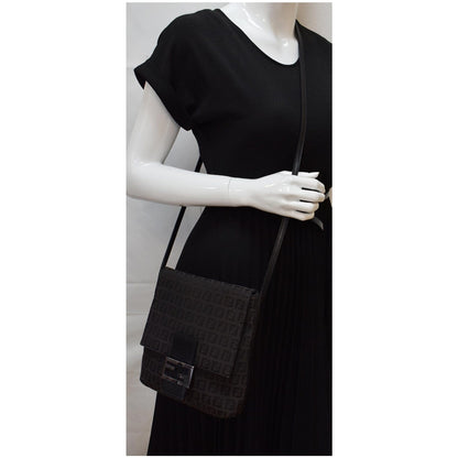 FENDI Vintage Zucca FF Canvas Crossbody Bag Brown