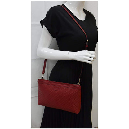 GUCCI Flat Microguccissima Leather Crossbody Wallet Red 607723 - 10% OFF