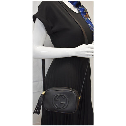 GUCCI Soho Disco Small Pebbled Leather Crossbody Bag Black 347994
