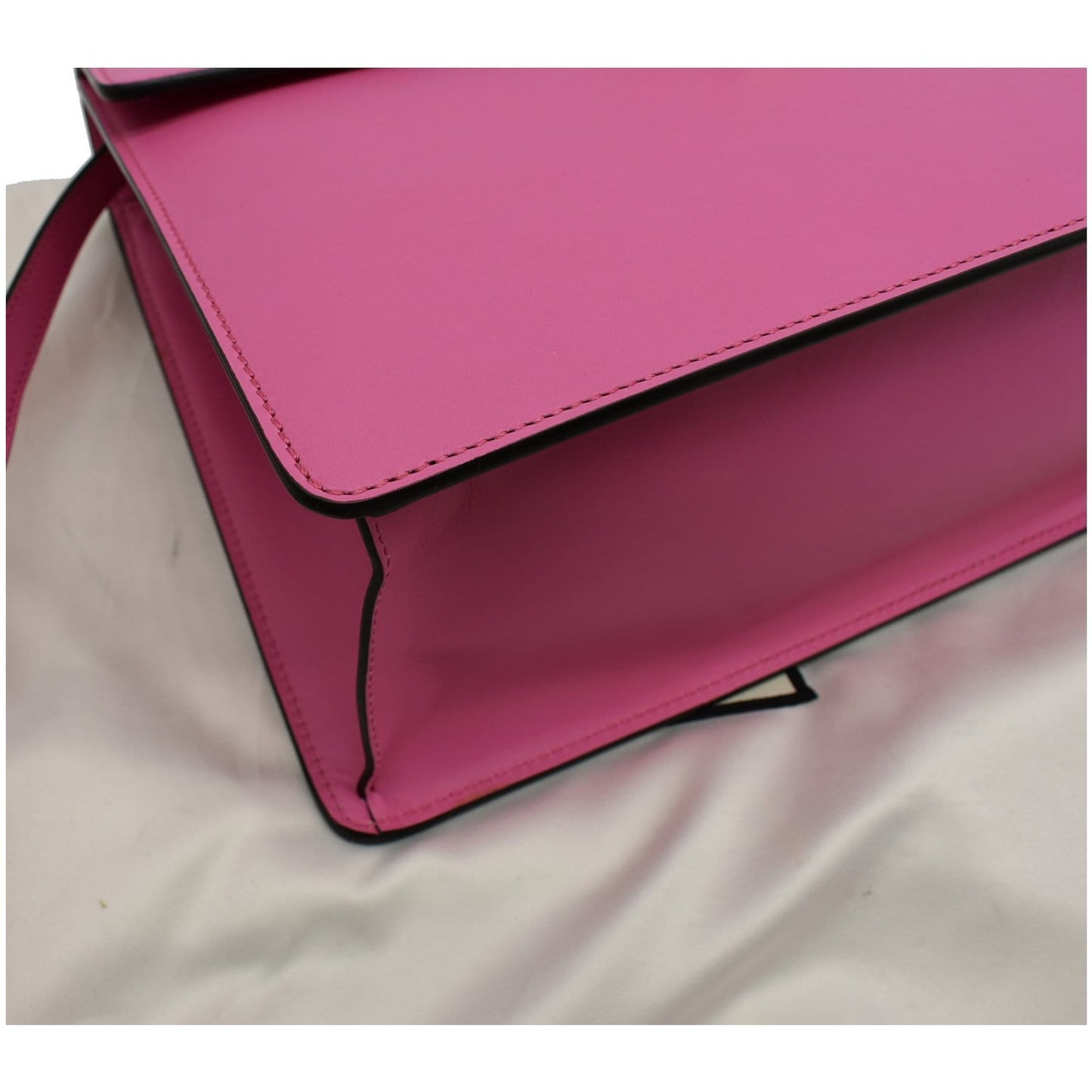 GUCCI Sylvie Medium Web Smooth Leather Top Handle Shoulder Bag Pink 431665