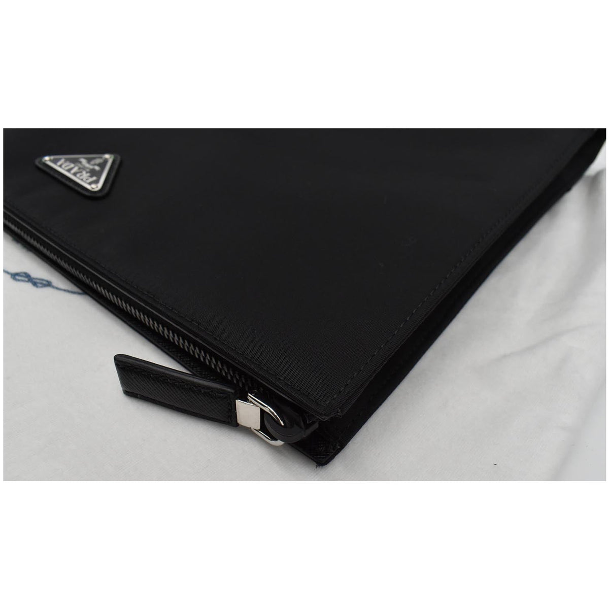 PRADA Document Nylon Leather Pouch Black