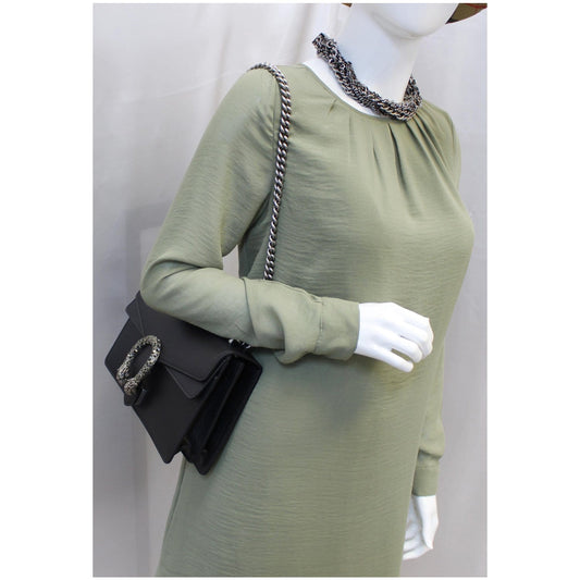 GUCCI Dionysus Small Leather Shoulder Bag 400249 Black