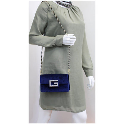 GUCCI Broadway Mini Velvet Crossbody Bag 544242 Blue