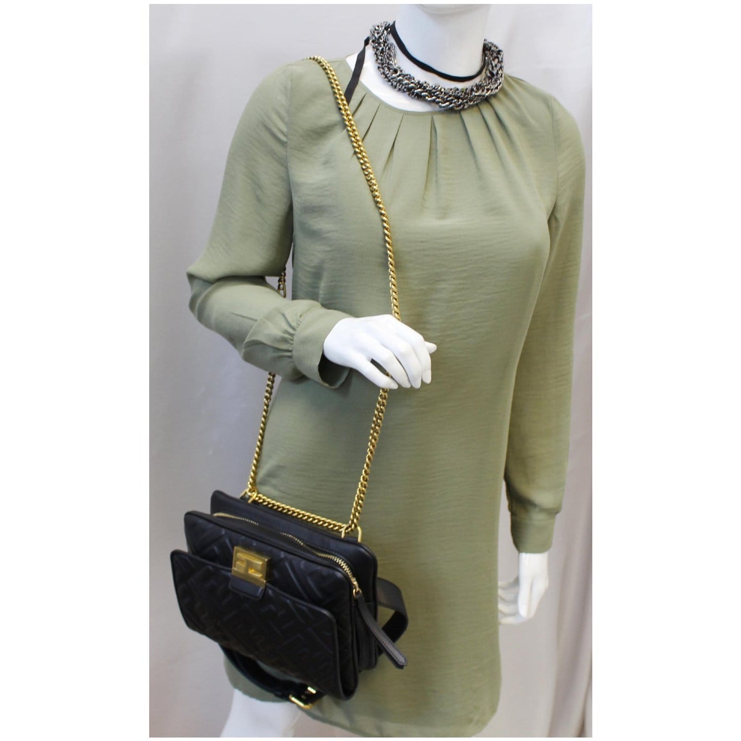 FENDI Upside Down Leather Belt Bag Black