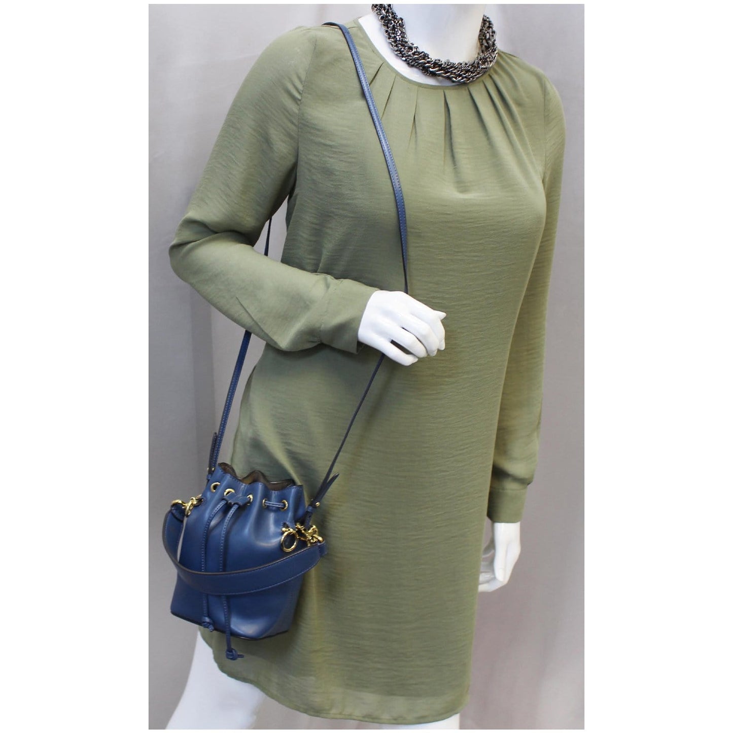 FENDI Bucket Mon Tresor Blue Crossbody Bag Blue