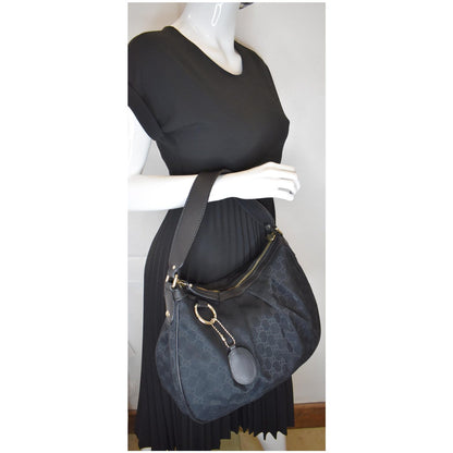 GUCCI Medium Sukey GG Canvas Hobo Bag Black 232955