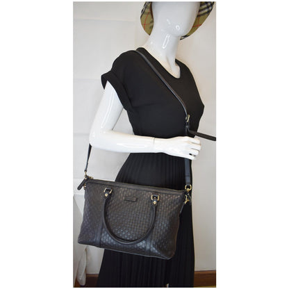 GUCCI Micro Guccissima Leather 2Way Shoulder Bag Black 449655