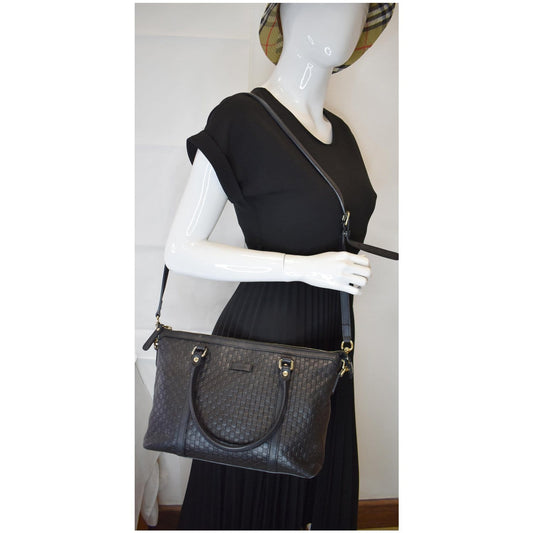 GUCCI Micro Guccissima Leather 2Way Shoulder Bag Black 449655