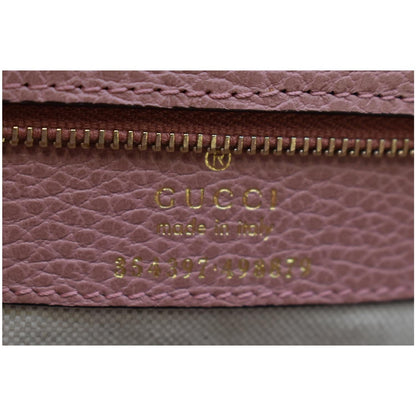 GUCCI Swing Pebbled Calfskin Leather Tote Bag Taupe 354397