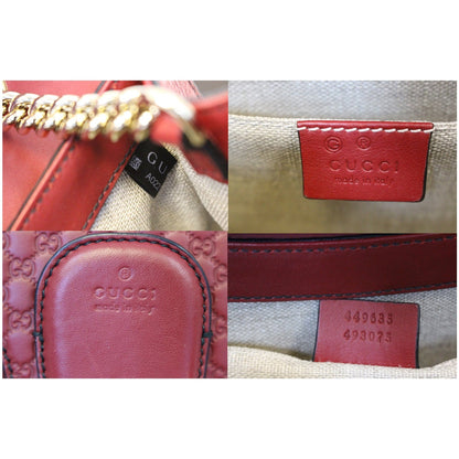 GUCCI Micro Emily GG Guccissima Leather Shoulder Bag 449635 Red