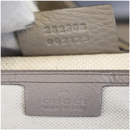 GUCCI Soho Pebbled Leather Large Tote Shoulder Bag Taupe