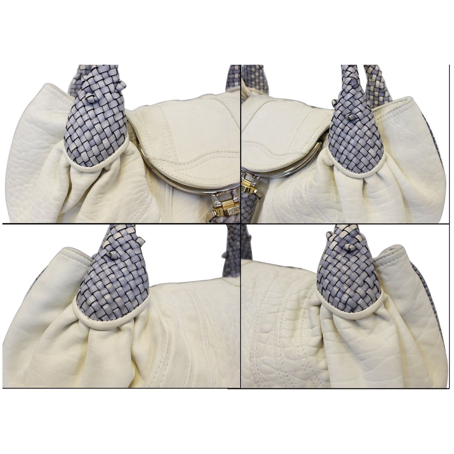 FENDI Spy White Leather Satchel Bag