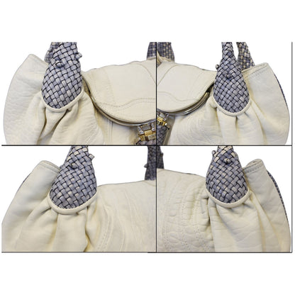 FENDI Spy White Leather Satchel Bag