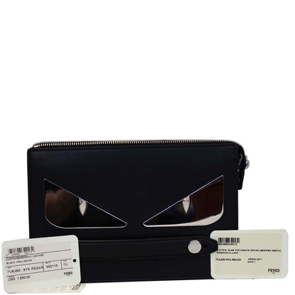 FENDI Metal Bag Bugs Slim Clutch Black - Last Call