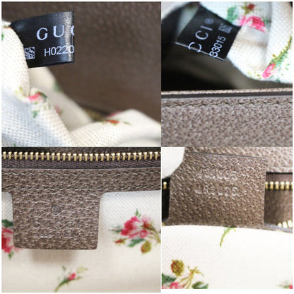 GUCCI Sylvie Embroidered Leather Medium Top Handle Bag Brown 431665
