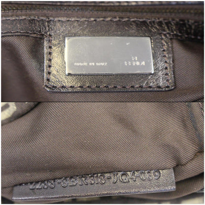 FENDI Zucchino Canvas Crossbody Bag Brown