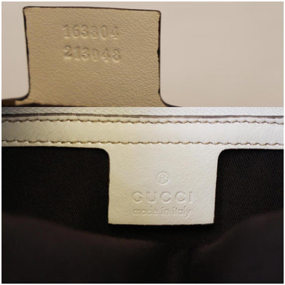 GUCCI 85th Anniversary Horsebit Leather Hobo Bag White 163804