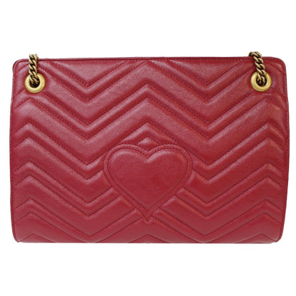 GUCCI GG Marmont Slim Calfskin Matelasse Shoulder Bag Cherry 524592