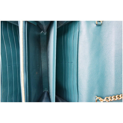 GUCCI GG Marmont Mini Matelasse Leather Chain Crossbody Bag Blue 573807