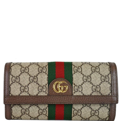 GUCCI Ophidia GG Continental Supreme Canvas Wallet Beige 523153