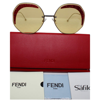 Fendi FF 0358/S 40G 63 Silver Sunglasses Yellow Lens
