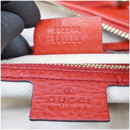 GUCCI Soho Pebbled Leather Hobo Shoulder Bag Red 282304