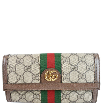 GUCCI Ophidia GG Continental Supreme Canvas Wallet Beige 523153
