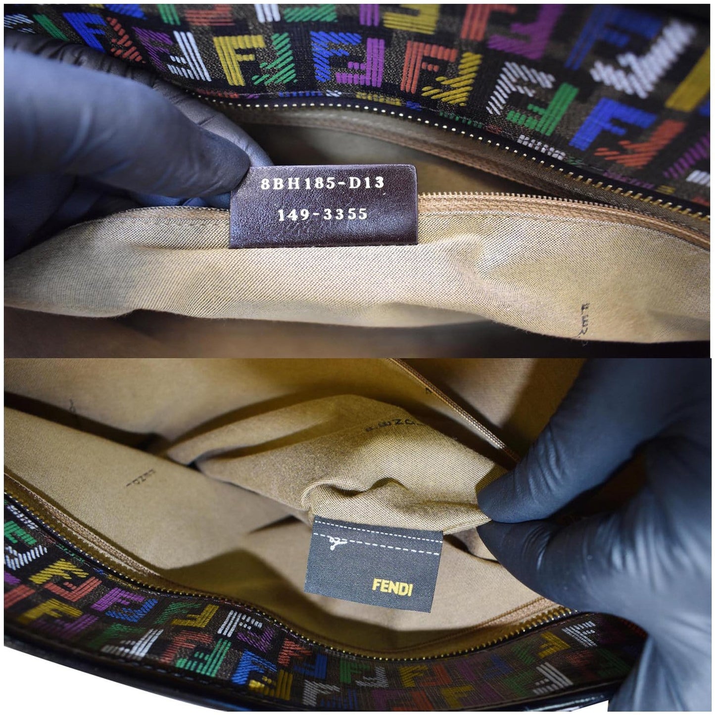 FENDI Zucca Print Roll Canvas Shoulder Tote Bag Multicolor