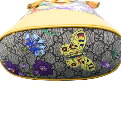 GUCCI Ophidia Flora Small GG Canvas Bucket Bag Yellow 550621