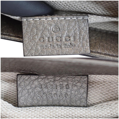 GUCCI GG Soho Tassel Pebbled Leather Shoulder Bag Silver 323190
