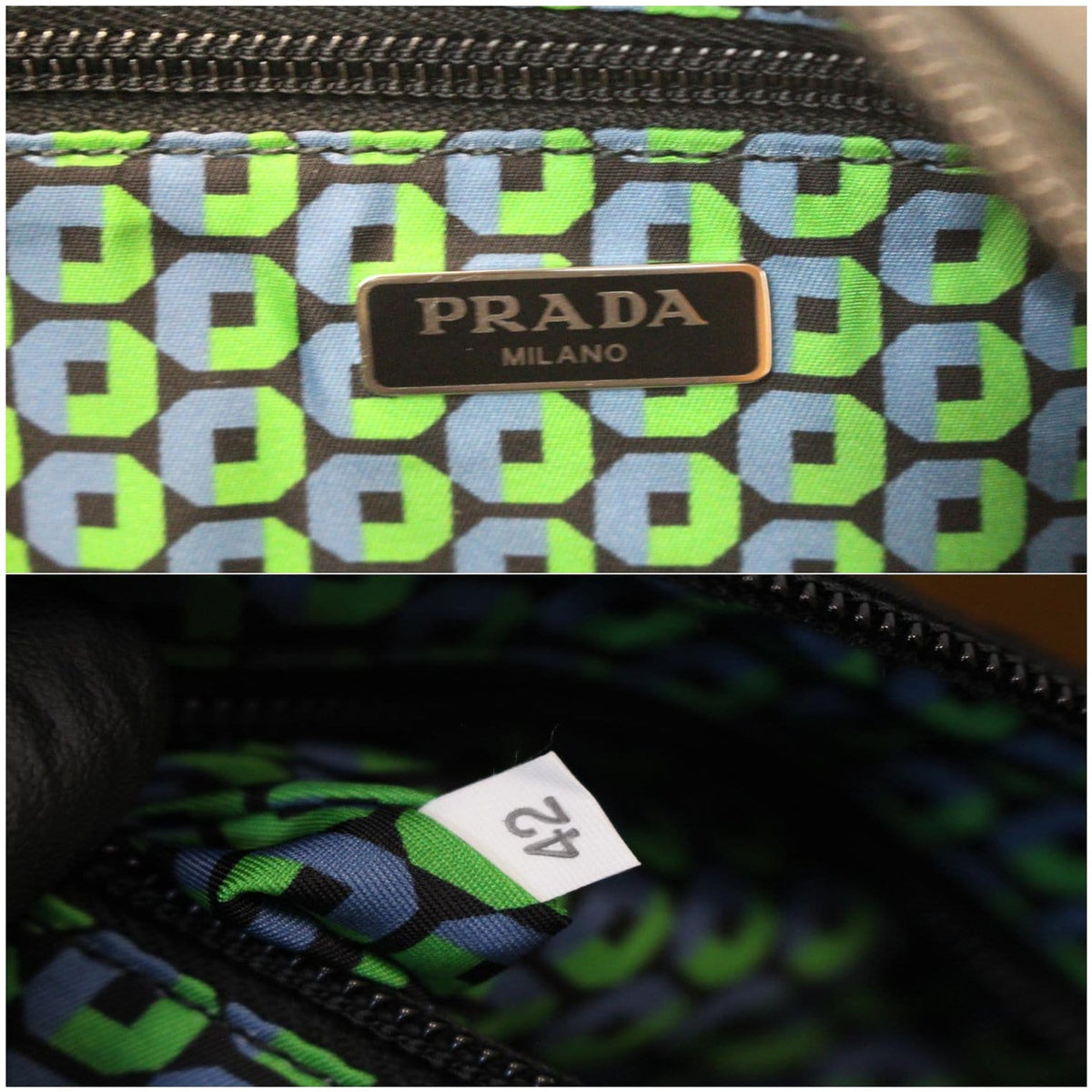 PRADA Logo Round Edge Nylon Cosmetic Wristlet Pouch Black 1NE021