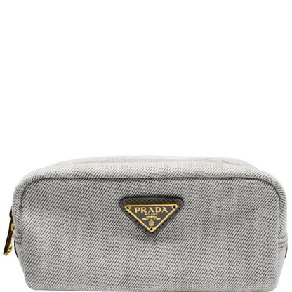 PRADA Milano Denim Canvas Pouch Bag Grey - 10% OFF