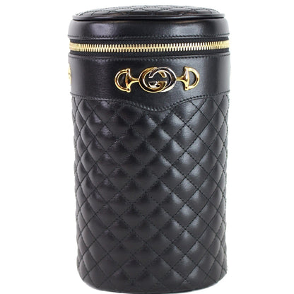 GUCCI Trapuntta Calfskin Leather Belt Crossbody Bag Black 572298
