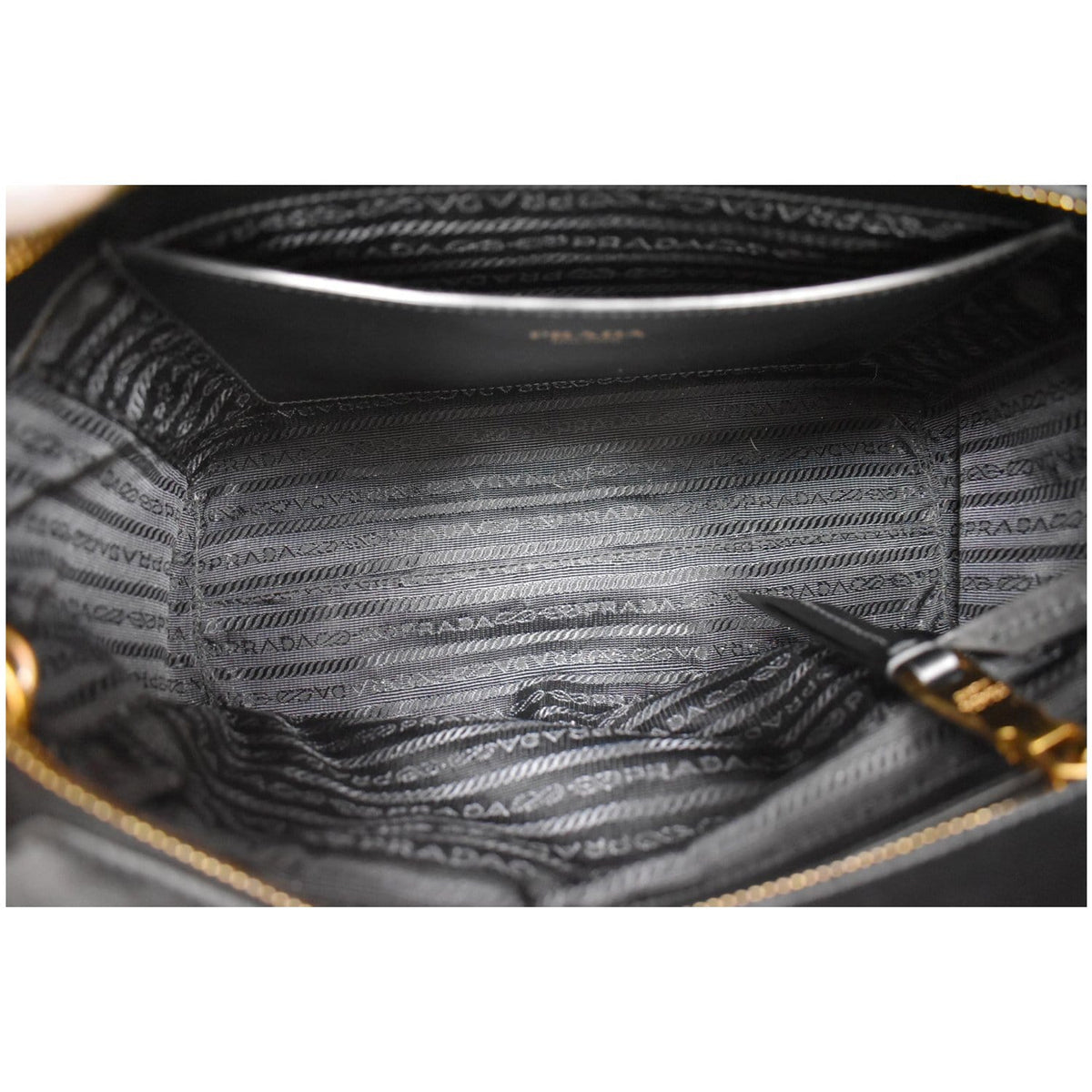 PRADA Borsa A Mano Saffiano Leather Tote Shoulder Bag Black
