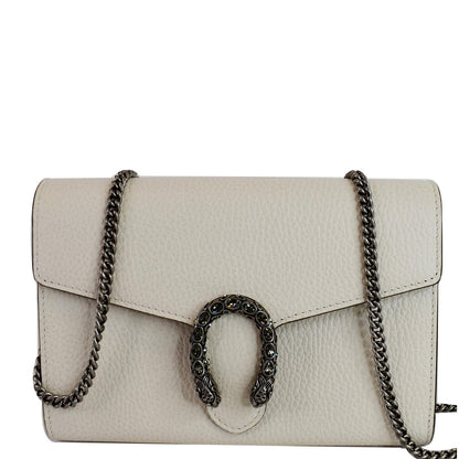 GUCCI Dionysus Mini Leather Chain Shoulder Bag White 401231