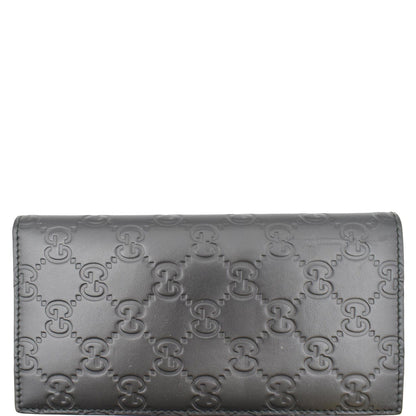 GUCCI Continental Long GG Guccissima Leather Wallet Black 224183