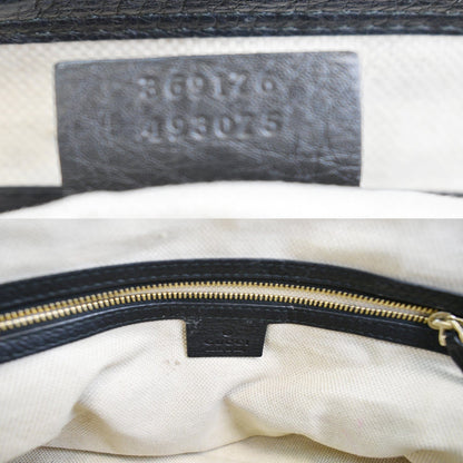 GUCCI Soho Tassel Pebbled Leather Top Handle Crossbody Bag Black 369176