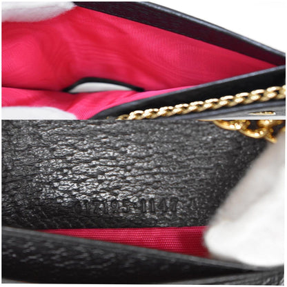 GUCCI GG Small Coin Leather Chain Wallet Black 617195